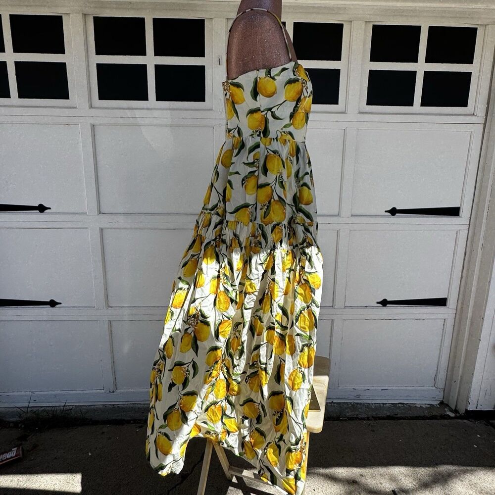 J.Crew a line midi Lemon limoncello Print Sleeveless Dress Sz 8 Sundress Cotton - Picture 12 of 14